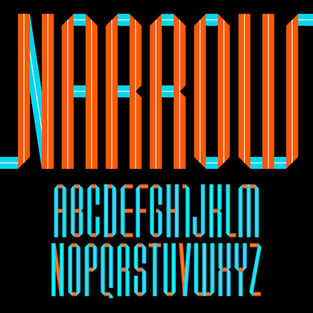 Modern alphabet folded of paper tape. Narrow fontのイラスト素材