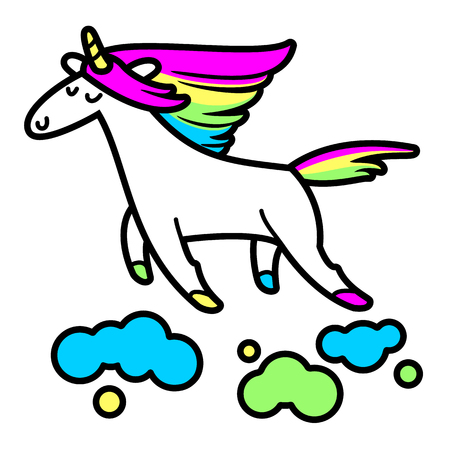 Magic unicorn in the clouds, for your shirt designのイラスト素材