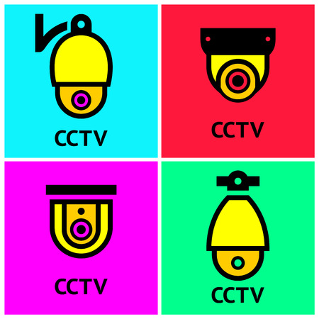 24 HR video surveillance web cameras, vector illustrationのイラスト素材