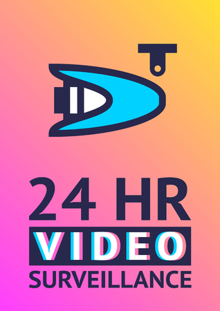 Modern sticker. Video surveillance camera, poster for printのイラスト素材