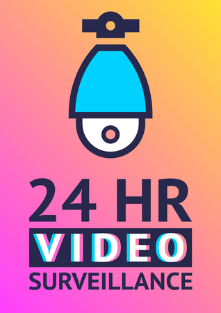 Modern sticker. Video surveillance camera, poster for printのイラスト素材
