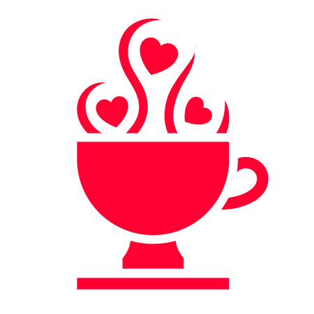 Love icon or Valentine's day sign designed for celebration. Red symbol isolated on white background, flat style.のイラスト素材