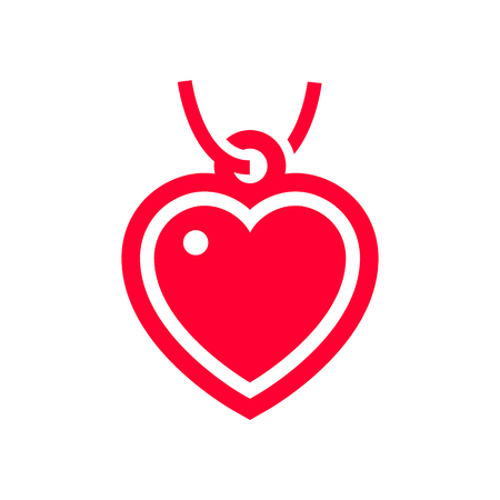 Love icon or Valentine's day sign designed for celebration. Red symbol isolated on white background, flat style.のイラスト素材