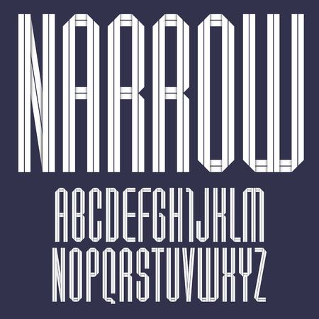 Modern alphabet folded of paper tape. Font narrow with dark stripe. Capital letters in flat style.のイラスト素材