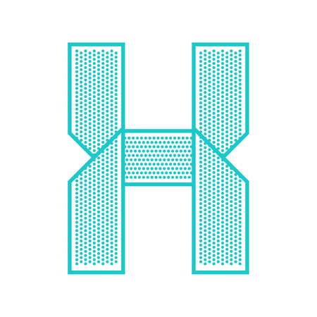 Trendy font folded from the perforated sheet. Flat alphabet, blue vector letter X on a white background.のイラスト素材