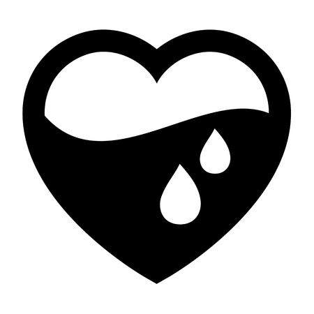 Love icon or Valentine's day sign designed for celebration. Black vector symbol isolated on white background, flat style.のイラスト素材