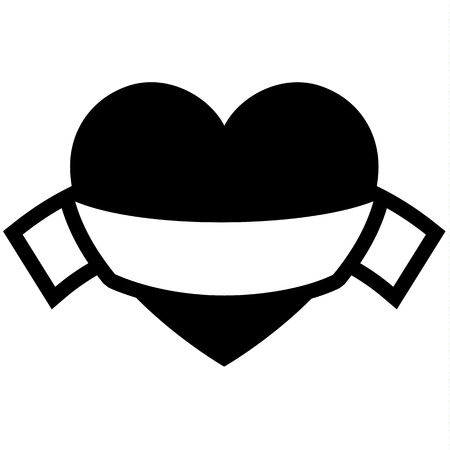 Love icon or Valentine's day sign designed for celebration. Black vector symbol isolated on white background, flat style.のイラスト素材