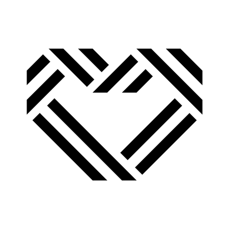 Love icon or Valentine's day sign designed for celebration. Black vector symbol isolated on white background, flat style.のイラスト素材