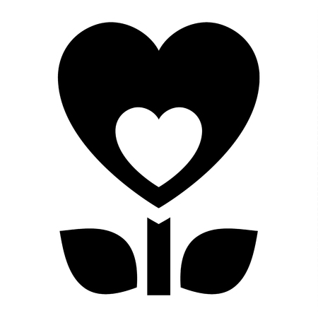 Love icon or Valentine's day sign designed for celebration. Black vector symbol isolated on white background, flat style.のイラスト素材