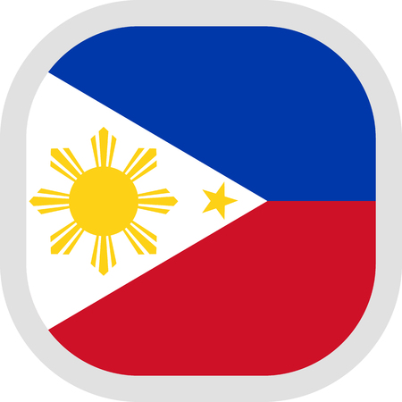 Flag of Philippines. Rounded square icon on white background, vector illustration.のイラスト素材