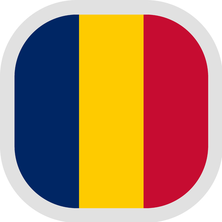 Flag of Republic of Chad. Rounded square icon on white background, vector illustration.のイラスト素材