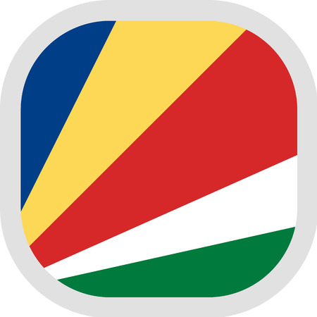 Flag of Republic of Seychelles. Rounded square icon on white background, vector illustration.のイラスト素材