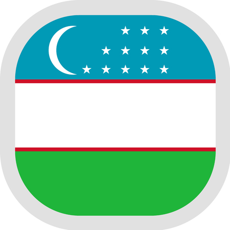 Flag of Uzbekistan. Rounded square icon on white background, vector illustration.のイラスト素材