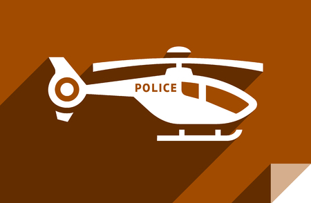 Helicopter, transport flat icon, sticker square shape, modern colorのイラスト素材
