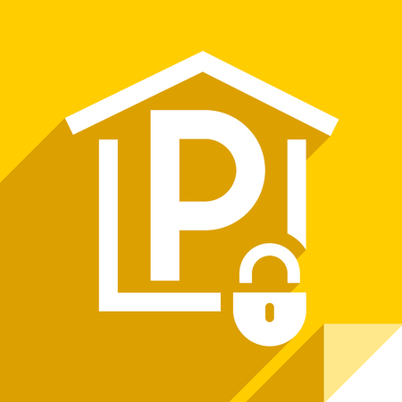 Secure parking sign, transport flat icon, sticker square shape, modern colorのイラスト素材