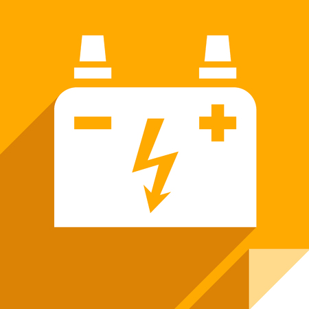 Accumulator battery, transport flat icon, sticker square shape, modern colorのイラスト素材