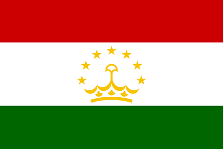 Flag of Tajikistan. Rectangular shape icon on white background, vector illustration.のイラスト素材
