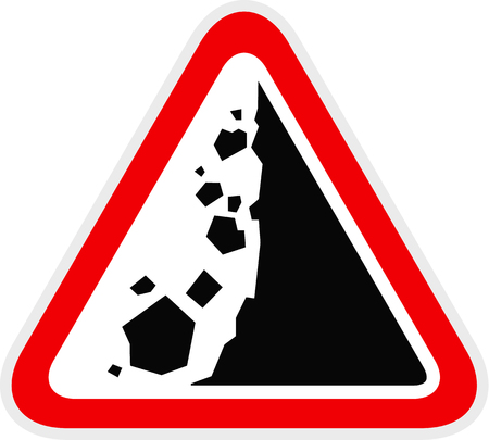 Triangular red Warning Hazard Symbol, vector illustrationのイラスト素材