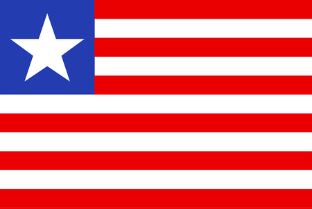 Flag of Republic of Liberia. Rectangular shape icon on white background, vector illustration.のイラスト素材