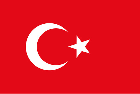 Flag of Turkey. Rectangular shape icon on white background, vector illustration.のイラスト素材