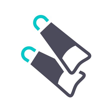Flippers for diving, gray turquoise icon on a white backgroundのイラスト素材