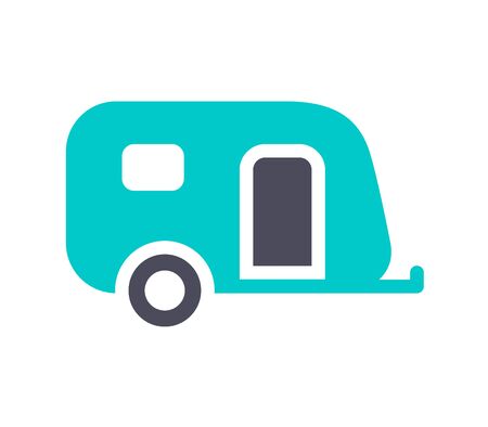 Caravan icon, gray turquoise icon on a white backgroundのイラスト素材