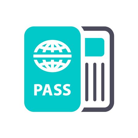 Passport, gray turquoise icon on a white backgroundのイラスト素材