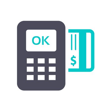 Payment terminal icon, gray turquoise icon on a white backgroundのイラスト素材