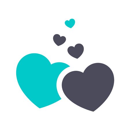 Hearts icon, gray turquoise icon on a white backgroundのイラスト素材