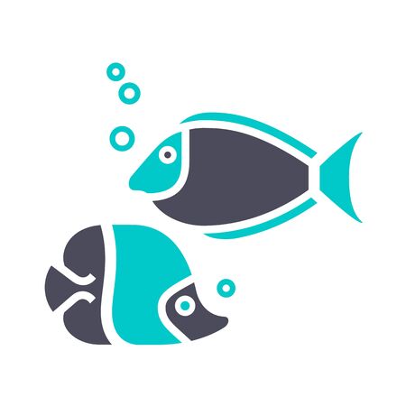 Fish, gray turquoise icon on a white backgroundのイラスト素材