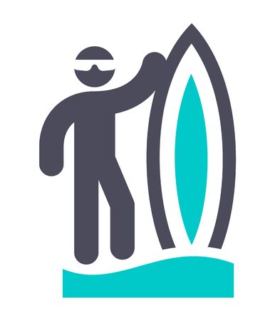 Surfing, gray turquoise icon on a white backgroundのイラスト素材