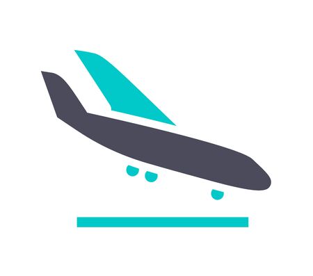 Plane down icon, gray turquoise icon on a white backgroundのイラスト素材