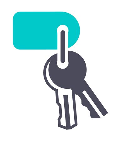 Room key, gray turquoise icon on a white backgroundのイラスト素材
