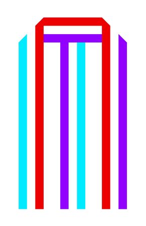 Bright Font, alphabet folded from stripeds colored paper. Letter Mのイラスト素材