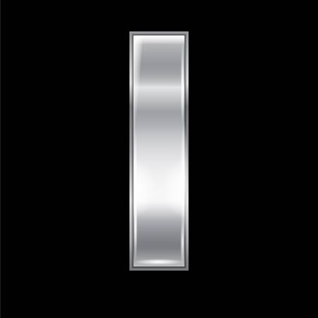 New font folded from a silver metallic ribbon. Trendy roman alphabet, gray vector letter I on a black backgroundのイラスト素材