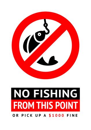 Label No fishing, vector illustration for printのイラスト素材