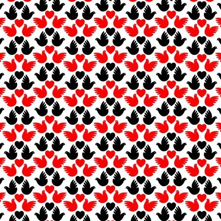 Holiday background with birds and heartのイラスト素材