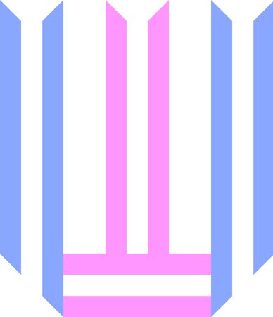 Trendy font, alphabet from paper tape, letter W folded from two stripesのイラスト素材