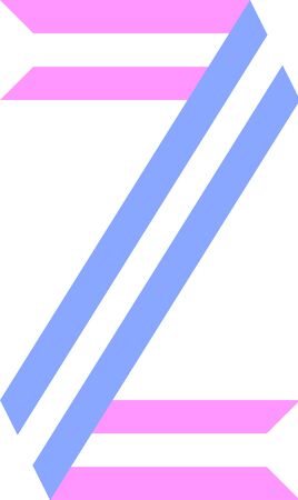 Trendy font, alphabet from paper tape, letter Z folded from two stripesのイラスト素材