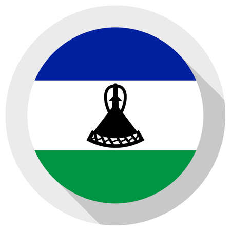 Flag of lesotho, Round shape icon on white background, vector illustrationのイラスト素材