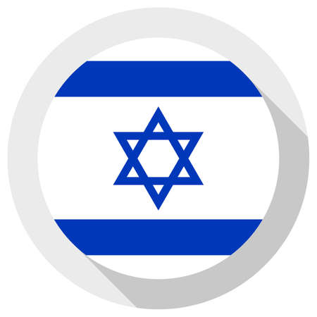 Flag of Israel, round shape icon on white background, vector illustrationのイラスト素材