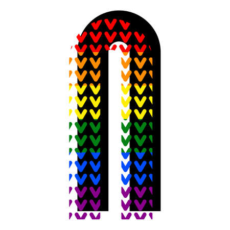 Creative bright font, alphabet in style of pop art, vector letter N high detail with LGBT pattern.のイラスト素材