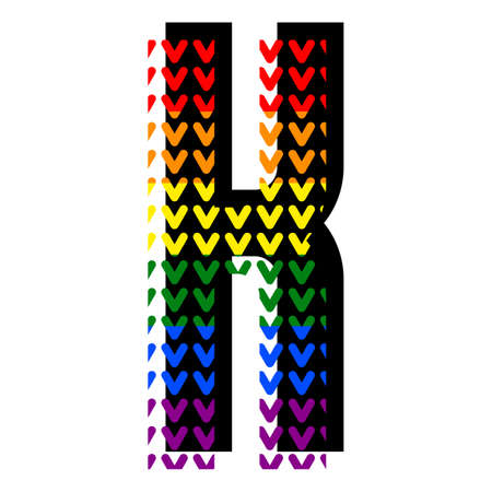 Creative bright font, alphabet in style of pop art, vector letter K high detail with LGBT pattern.のイラスト素材
