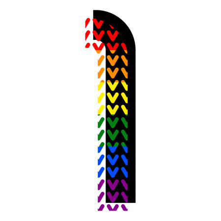 Creative bright font, alphabet in style of pop art, vector number 1 high detail with LGBT pattern.のイラスト素材
