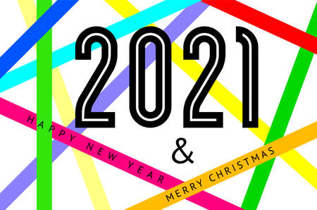 Happy new year 2021 text design, for you annual report, calendar, party flyer, invitation card,...