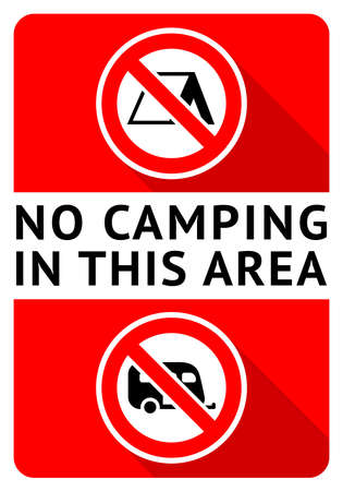 Prohibition sign No Camping, No Parking, , modern label, ready to print, vector illustration 10epsのイラスト素材