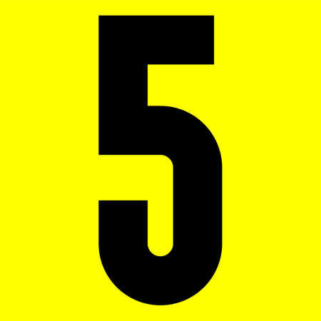 Dark modern font. Trendy alphabet, black vector number 5 on a yellow background, vector illustration 10epsのイラスト素材