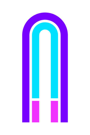 Trendy Font. New Alphabet, colorful letter Nのイラスト素材