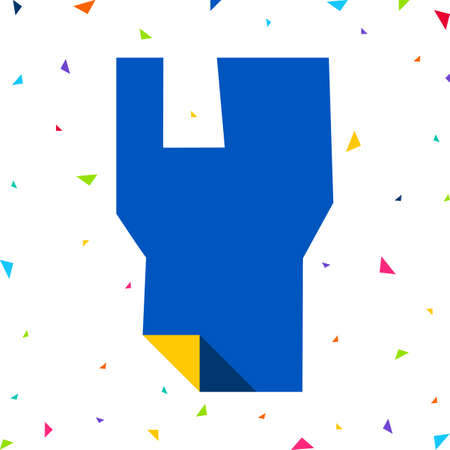 Colored Font, letter cut from colored paper with bent angle, uppercaseのイラスト素材