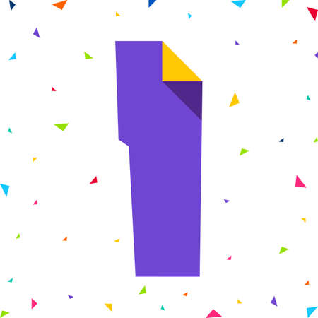 Colored Font, letter I cut from colored paper with bent angle, uppercaseのイラスト素材